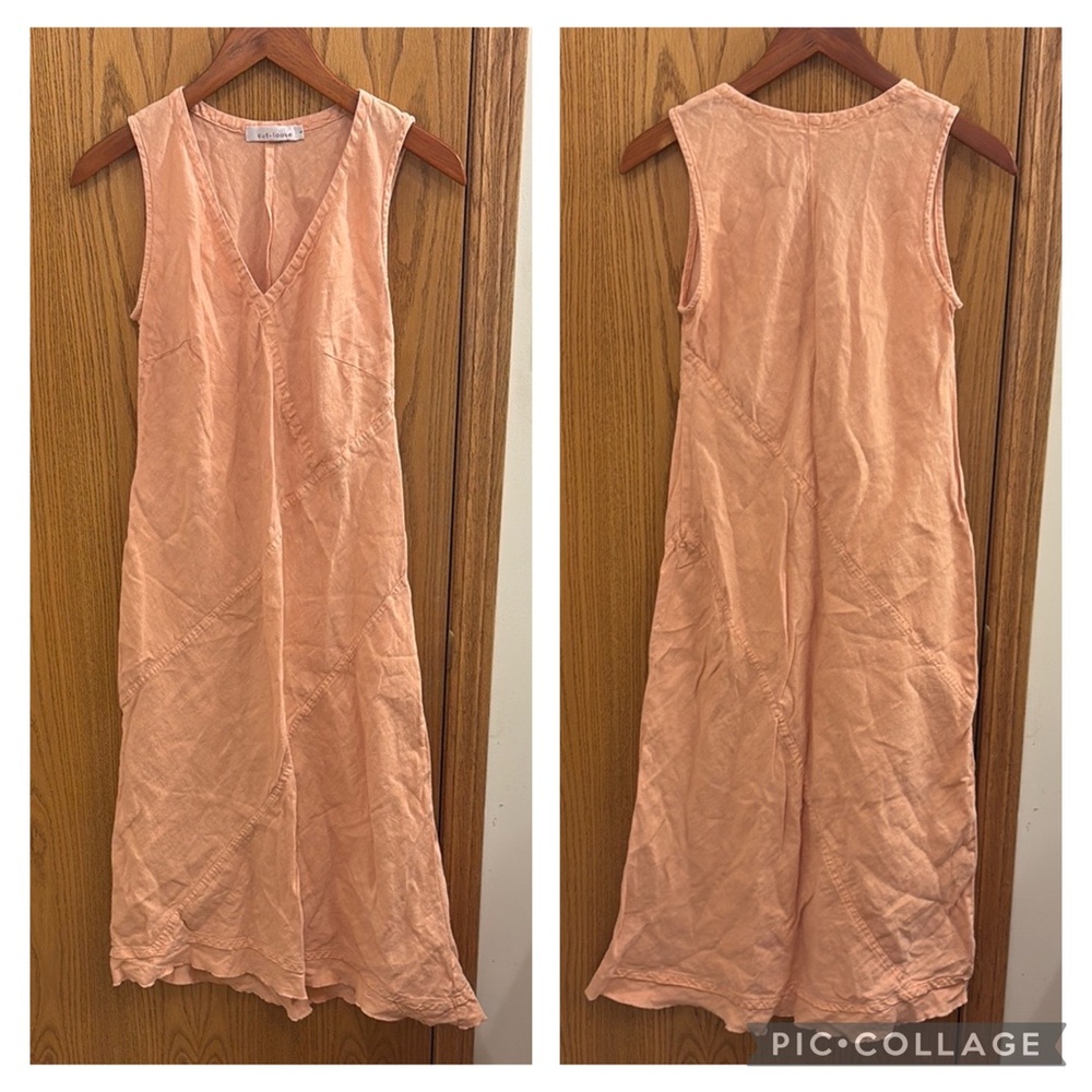 Cut Loose Linen Beachy Dress in Peach
